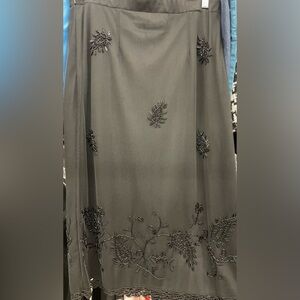 Jet Black Embroidered long skirt